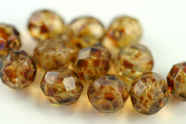 12pcs 8mm CRYSTAL PICASSO FIREPOLISH FACETED CZECH GLASS ROUND BEAD CZ104-12